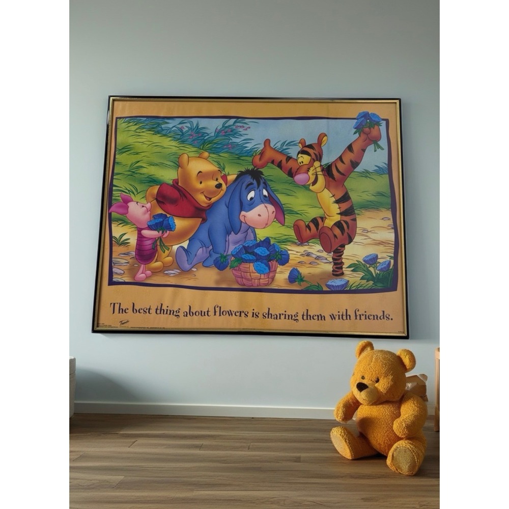 Winnie the Pooh Eeyore Tigger Piglet Flower Friends Framed Art Print Poster16x20